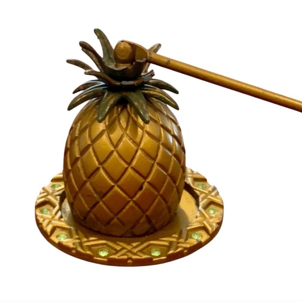 PartyLite Island Escape Pineapple Snuffer & Tray P8419 New In Box 7.5"